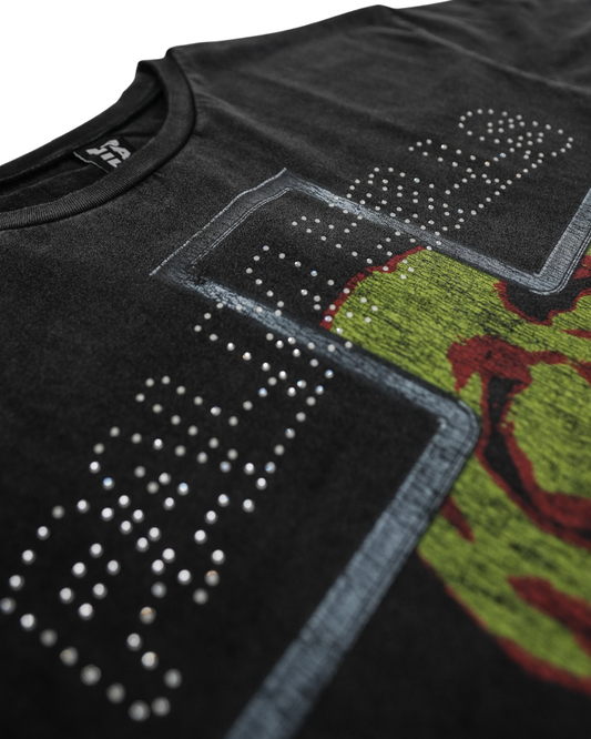 Comparison Destroys Black Rhinestone Tee