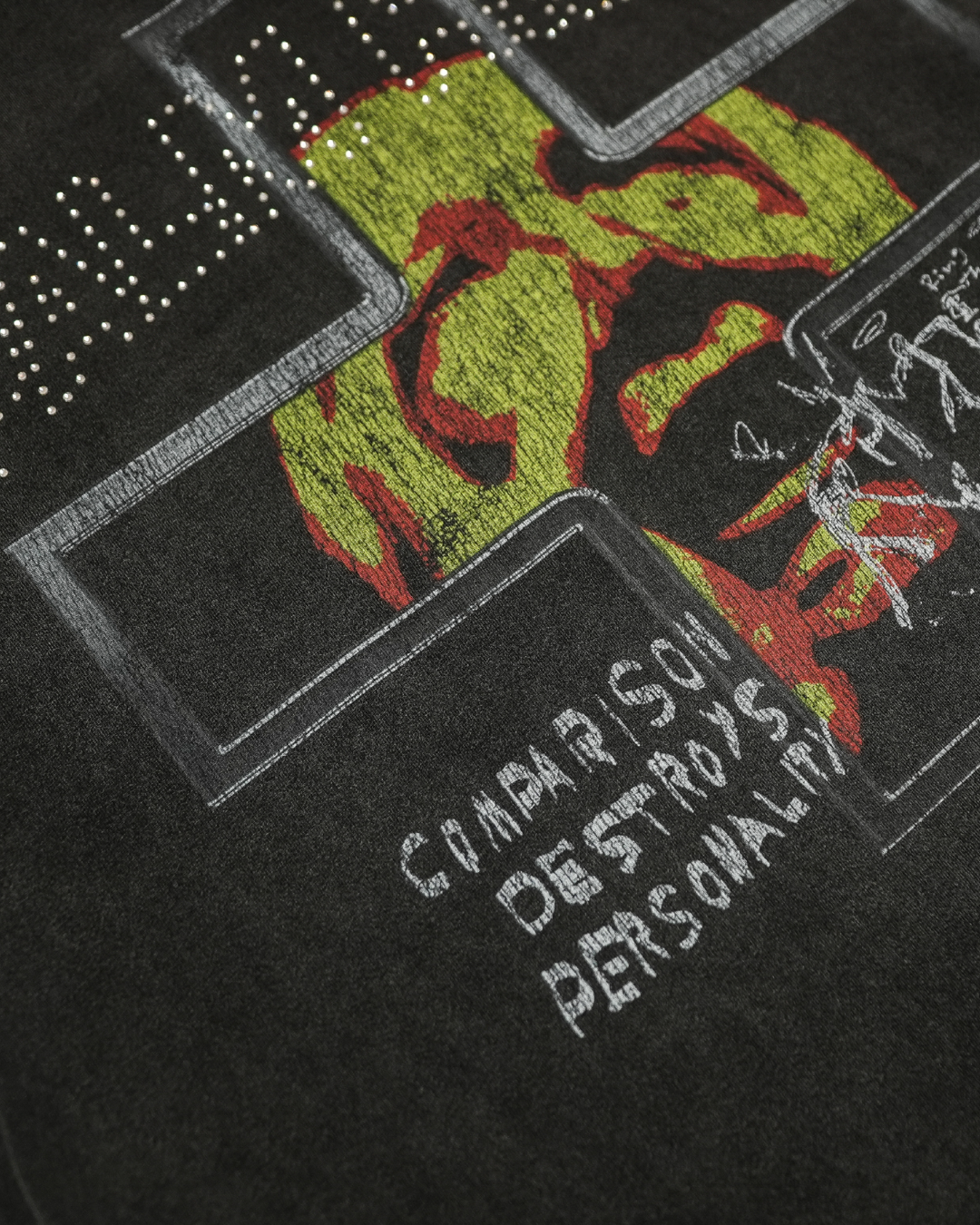 Comparison Destroys Black Rhinestone Tee