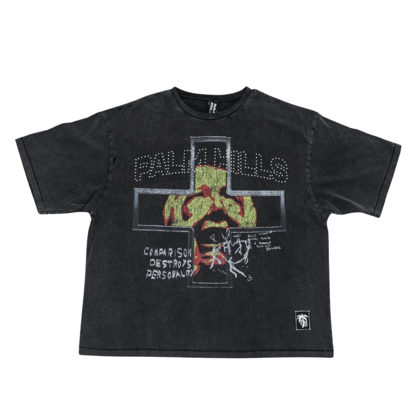 Comparison Destroys Black Rhinestone Tee